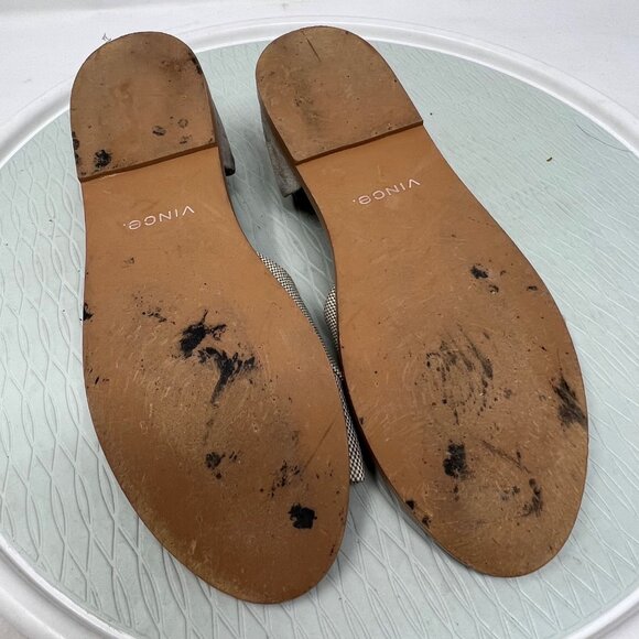 Vince Idara Twisted D'Orsay Flat Sandals Size 40 Leather Slip On Open Toe Gray - Picture 5 of 9